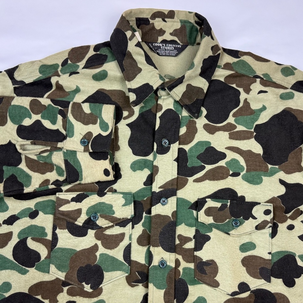 Vtg Cooks Country Stores Mens Duck Camo Hunting Shirt Jacket XL Button Up B8